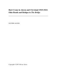 Hart Crane in Akron and Cleveland 1919-1923 : Ohio roads and bridges to The Bridge Cover Image