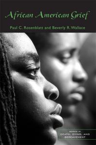 book cover of African American Grief: a black and white photograph of two Black people in profile