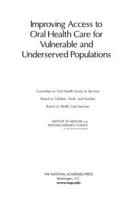 Improving Access to Oral Health Care for Vulnerable and Underserved Populations Cover Image