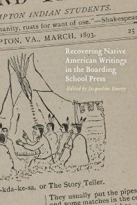 cover of book with a line drawing of several native men with feathers in their hair.