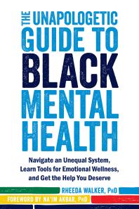 book cover of The Unapologetic Guide to Black Mental Health: white cover with blue type
