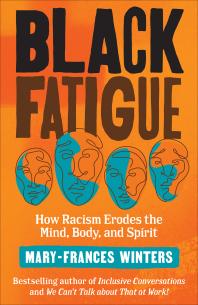 book cover of Black Fatigue: orange with four sketched faces